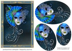 Beautiful Framed Ice Blue Masque with Pyramage