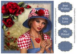 Retro Red Rose Beauty 8x8 Quick Topper