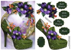 Gorgeous Summer Clematis Shoe on Golden Frame