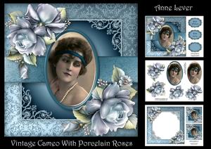Vintage Cameo with Porcelain Roses
