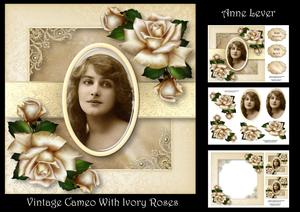 Vintage Cameo with Ivory Roses