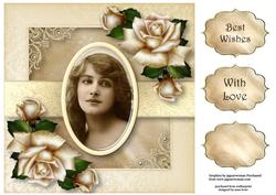 Vintage Cameo with Ivory Roses 8x8 Quick Topper