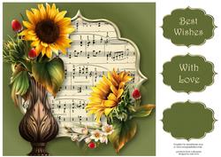 Bright Sunflowers & Sheet Music 8x8 Quick Topper