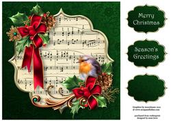 Christmas Robin & Holly 8x8 Quick Topper