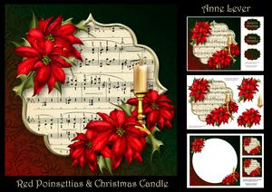 Red Poinsettias & Christmas Candle