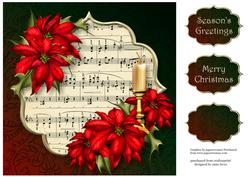 Red Poinsettias & Christmas Candle 8x8 Quick Topper