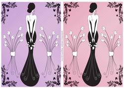 Simple Silhouette Bride - Purple & Pink