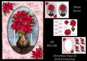 Christmas Vase of Pink Poinsettias Mini Kit