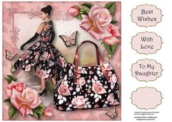 Handbags & Gladrags Pink Roses 8x8 Quick Topper