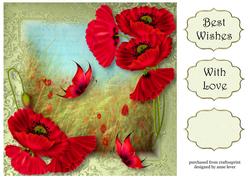 Pretty Poppies & Butterflies 8x8 Quick Topper