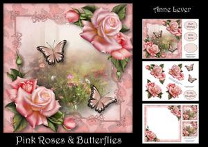 Pink Roses & Butterflies