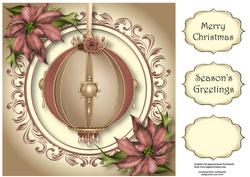 Vintage Christmas Bauble - Dusky Rose 8x8 Quick Topper