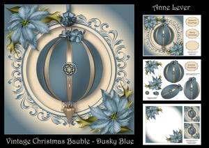 Vintage Christmas Bauble - Dusky Blue