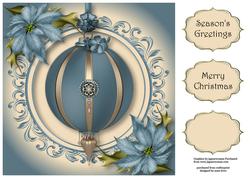 Vintage Christmas Bauble - Dusky Blue 8x8 Quick Topper