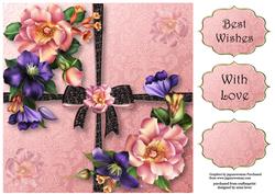 Summer Blooms with Ribbons & Bow 8x8 Quick Topper