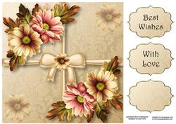 Antique Autumn with Ribbons & Bow 8x8 Quick Topper