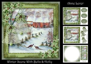 Winter Scene with Bells & Holly