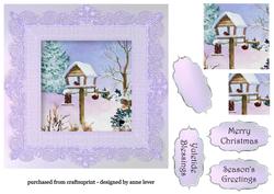 Snowy Bird Table with Lace Frame 7x7