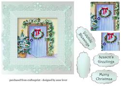 The Christmas Door with Lace Frame 7x7