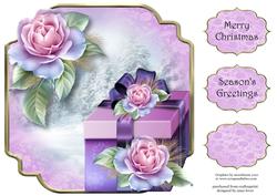 Christmas Gift & Frosted Roses 8x8 Shaped Topper