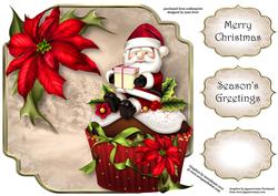 Christmas Cupcake Santa 8x8 Shaped Topper