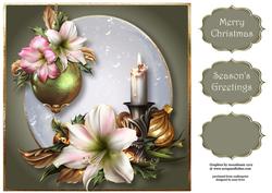 Christmas Candle Snow Globe 8x8 Quick Topper