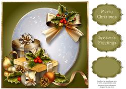 Golden Christmas Presents Snow Globe 8x8 Quick Topper