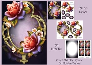 Peach 'twinkle' Roses on Golden Frame Mini Kit