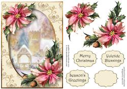 Beautiful Poinsettias & Snowy Church