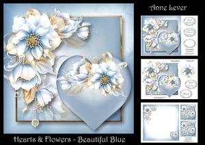 Hearts & Flowers - Beautiful Blue