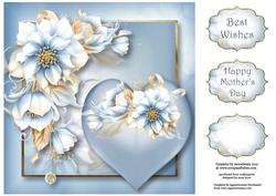 Hearts & Flowers - Beautiful Blue 8x8 Quick Topper