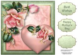 Hearts & Flowers - Pink Roses 8x8 Quick Topper