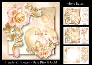 Hearts & Flowers - Pale Pink & Gold