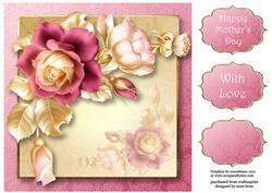 Pretty Pink & Gold Roses 8x8 Quick Topper