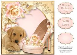 Shoes & Puppy - Pale Pink Roses 8x8 Quick Topper
