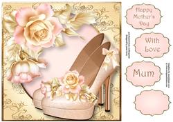 Gorgeous Pale Pink Shoes & Roses 8x8 Quick Topper
