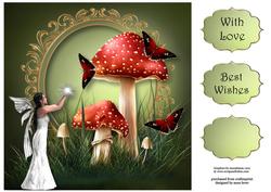 Mystical Mushroom Flutters 8x8 Quick Topper