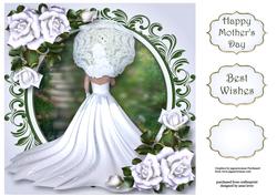 Parasol & White Roses 8x8 Quick Topper
