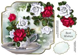 Tudor Roses Teacup & Saucer - Shaped Topper