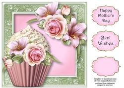 Roses & Lilies Cupcake 8x8 Quick Topper