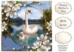 Mother & Baby Swan 8x8 Quick Topper