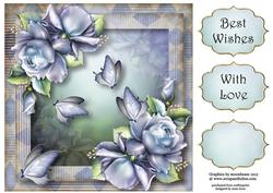 Floral & Flutters - Blue Roses 8x8 Quick Topper