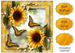 Floral & Flutters - Yellow Sunflowers 8x8 Quick Topper