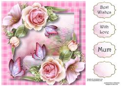 Floral & Flutters - Roses & Lilies 8x8 Quick Topper