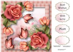 Floral & Flutters - Downton Roses 8x8 Quick Topper
