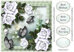 Floral & Flutters - White Roses 8x8 Quick Topper