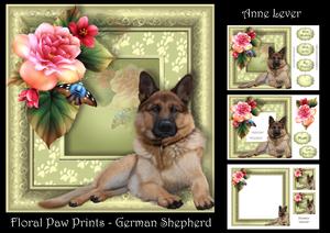 Floral Paw Prints - German Shepherd