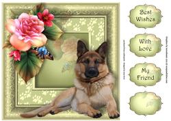 Floral Paw Prints - German Shepherd 8x8 Quick Topper