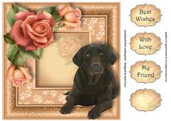 Floral Paw Prints - Chocolate Lab 8x8 Quick Topper