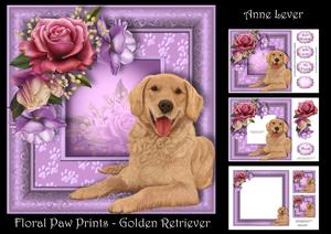 Floral Paw Prints - Golden Retriever